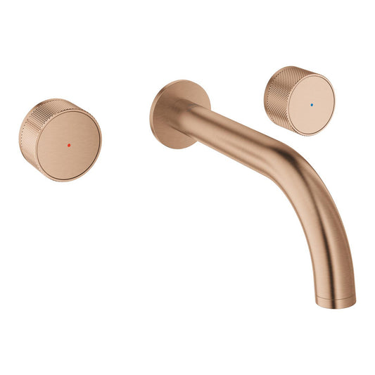 Mitigeur lavabo mural 3 trous Grohe Atrio Private Collection 20589DL0 taille M finition brossée Warm Sunset cuivre