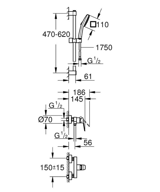 Grohe G R O H E Cubeo Tek Kumandalı Duş Bataryası - 1018250000