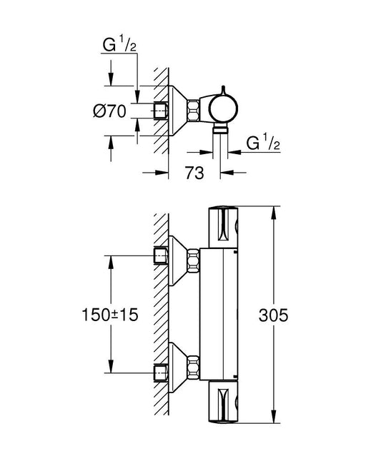 Grohe Grohtherm 800 Termostatik Duş Bataryası - 1022022430