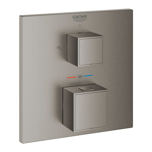 Grohe Grohtherm Cube Termostatik Banyo Duş Bataryası 2 çıkışlı divertörlü Brushed Hard Graphite - 24154AL0