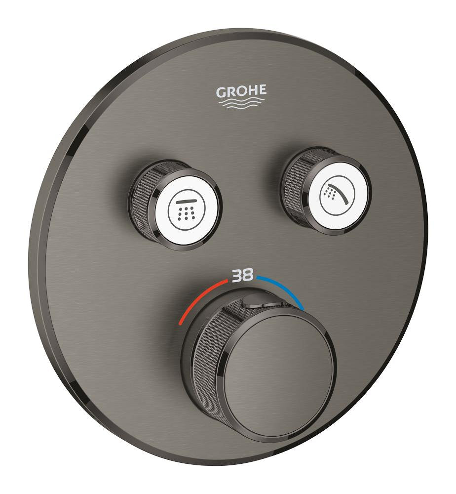 Mitigeur thermostatique encastré Grohe Grohtherm Smartcontrol à double vanne, contrôle de débit, brossé Hard Graphite - 29119AL0