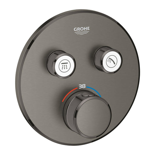 خلاط دش ترموستاتي مخفي Grohe Grohtherm Smartcontrol بصمام مزدوج وتحكم في التدفق، بلمسة مطفية Hard Graphite - 29119AL0