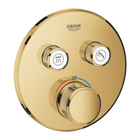 خلاط دش جداري ترموستاتي مزدوج الصمام Grohe Grohtherm Smartcontrol بتحكم تدفق، Cool Sunrise - 29119GL0
