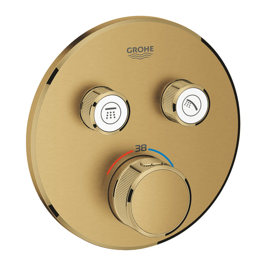 خلاط دش ترموستاتي مخفي Grohe Grohtherm Smartcontrol بصمامين وتحكم في التدفق بلون Brushed Cool Sunrise - 29119GN0