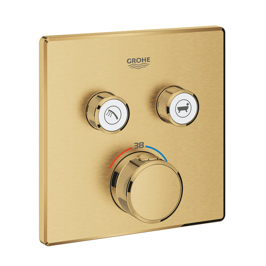 Grohe Grohtherm Smartcontrol Çift Valfli Akış Kontrollü, Ankastre Termostatik Duş Bataryası Brushed Cool Sunrise - 29124GN0