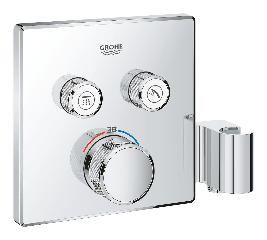 خلاط دش ترموستاتي Grohe Grohtherm Smart Control مدمج بصمام مزدوج وتحكم في التدفق مع ذراع دش مدمج - 29125000