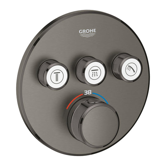 Grohe Grohtherm Smartcontrol خلاط دش ترموستاتي مدمج بثلاثة صمامات وتحكم تدفق، بفرشاة Hard Graphite - 29121AL0