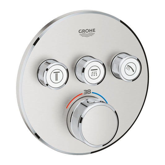 Grohe Grohtherm Intelligent Control Üç avec vanne débit contrôlé, Encastré Thermostatique Douche Robinet - 29121DC0