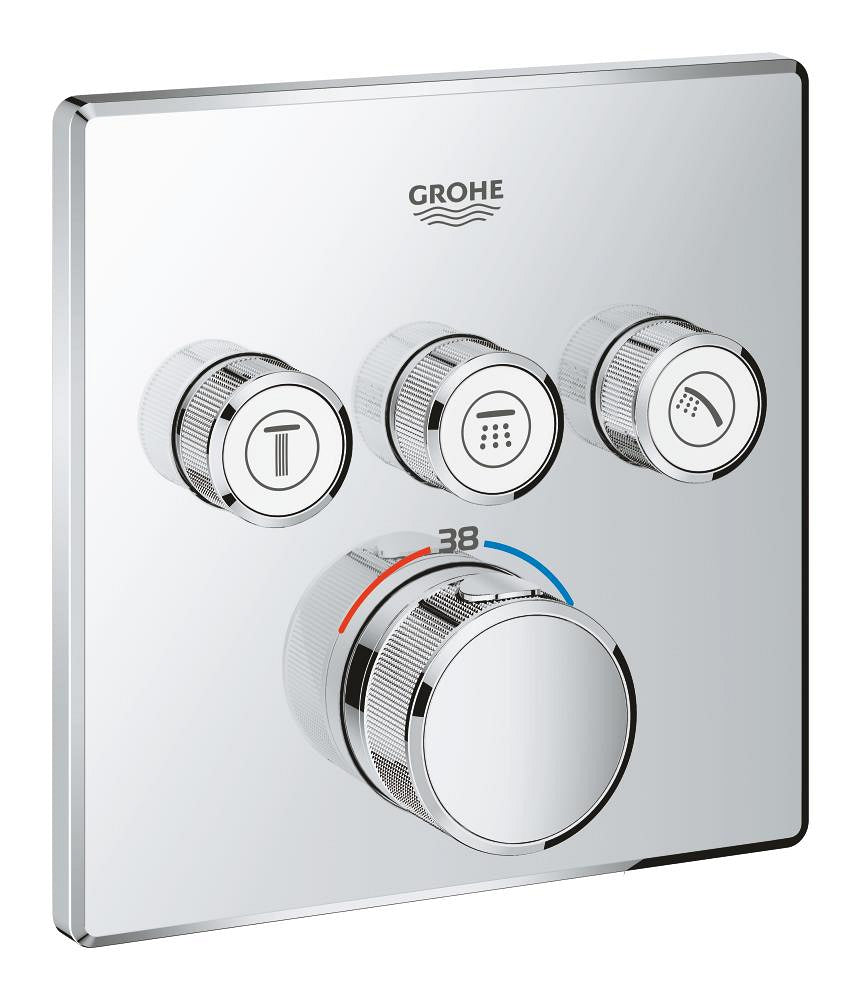 خلاط دش ترموستاتي دفن Grohe Grohtherm Smart Control بثلاثة صمامات وتحكم بالتدفق - 29126000
