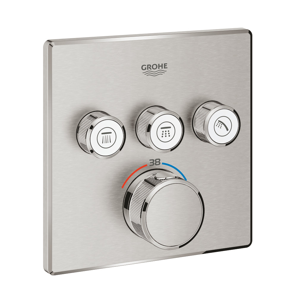 خلاط دش ترموستاتي دفن Grohtherm Smart Control بثلاثة صمامات وتحكم في التدفق – 29126DC0