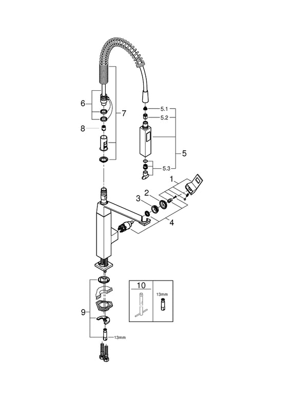 Grohe Eurocube Tek Kumandalı Eviye Bataryası - 31395DC0