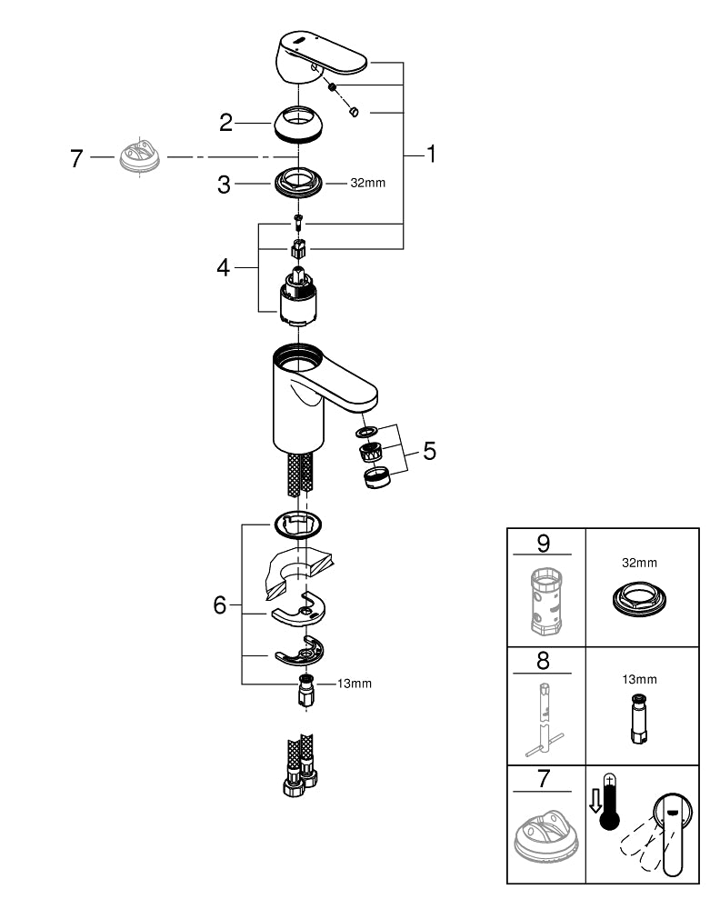 Grohe Eurocosmo Tek Kumandalı Lavabo Bataryası  S- Boyut - 32824000