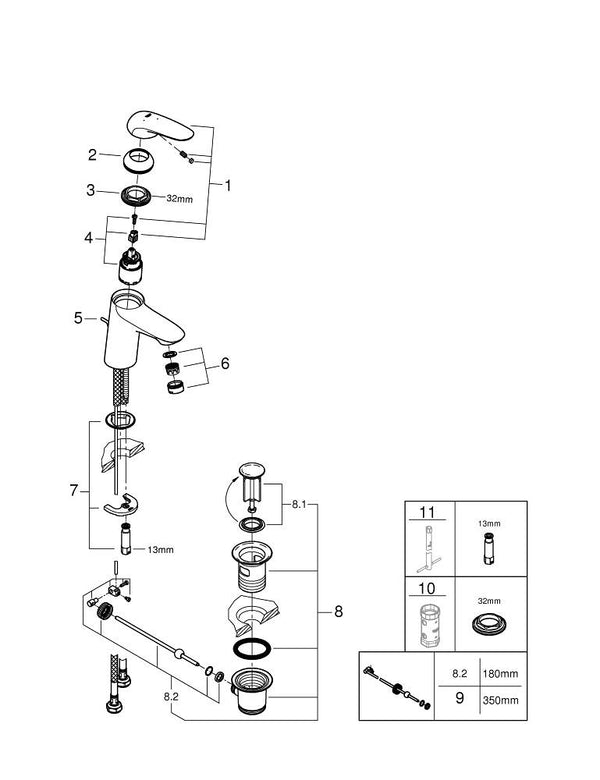 Grohe Eurostyle Tek Kumandalı Lavabo Bataryası  S- Boyut - 23709003