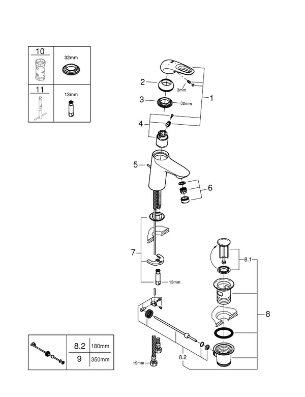 Grohe Eurostyle Tek Kumandalı Lavabo Bataryası  S- Boyut - 23374LS3