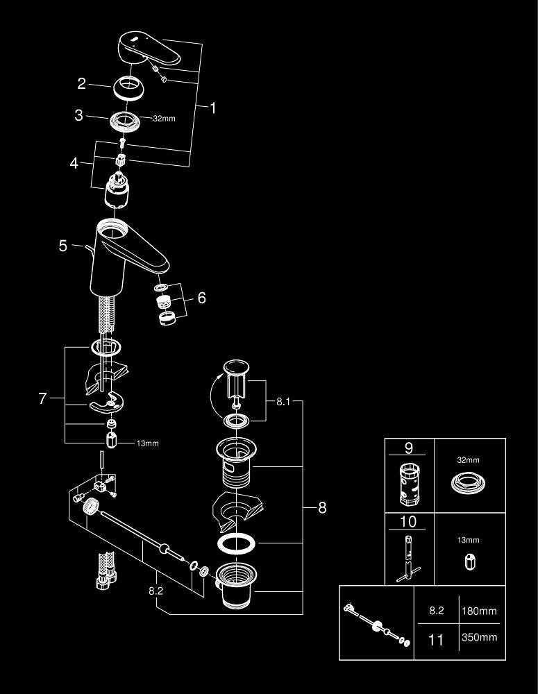 Grohe Eurodisc  Cosmopolitan Tek Kumandalı Lavabo Bataryası  S- Boyut - 3319020E