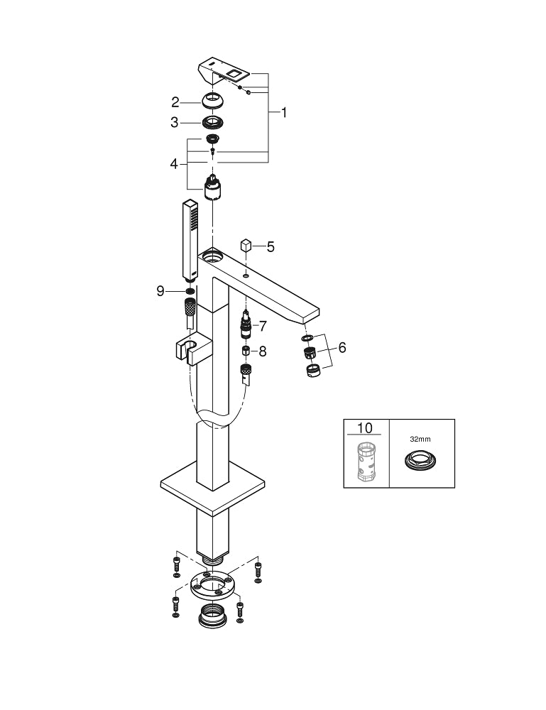 Grohe Eurocube Yerden Küvet Bataryası - 23672001