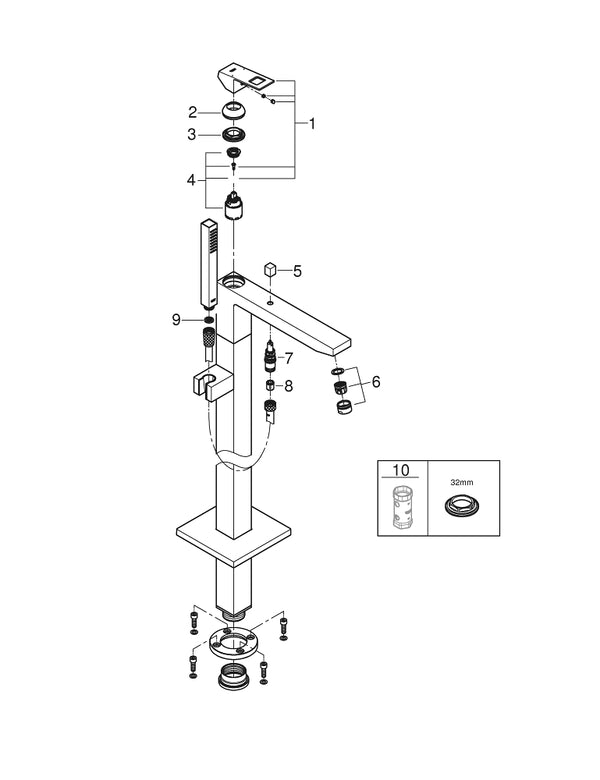 Grohe Eurocube Yerden Küvet Bataryası - 23672001