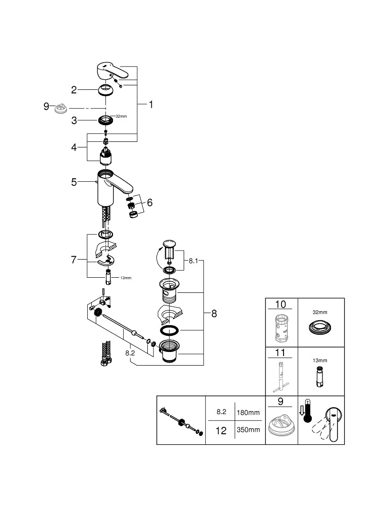 Grohe Wave  Cosmopolitan Tek Kumandalı Lavabo Bataryası  S- Boyut - 23231000
