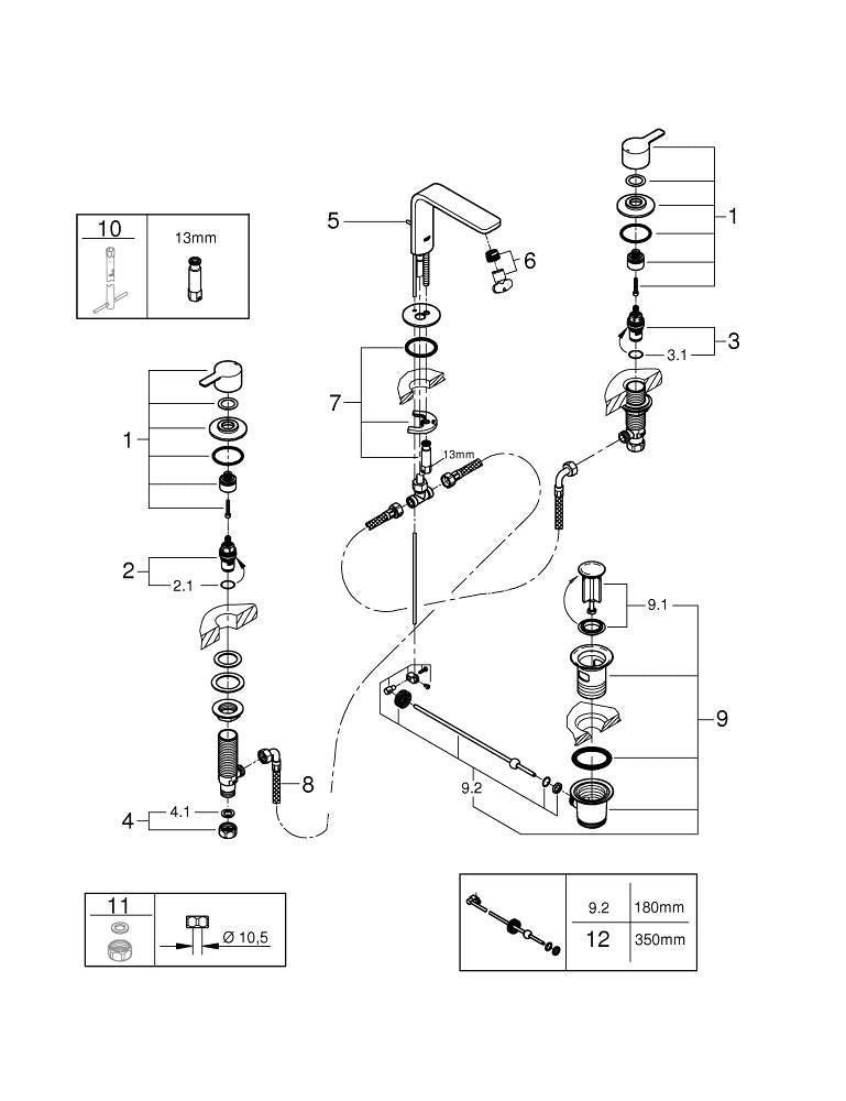 Grohe Lineare3 delikli lavabo bataryası 1/2″  M- Boyut - 20304001