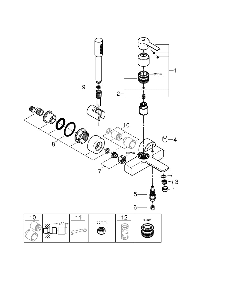 Grohe Lineare Tek Kumandalı Banyo Bataryası - 33850001