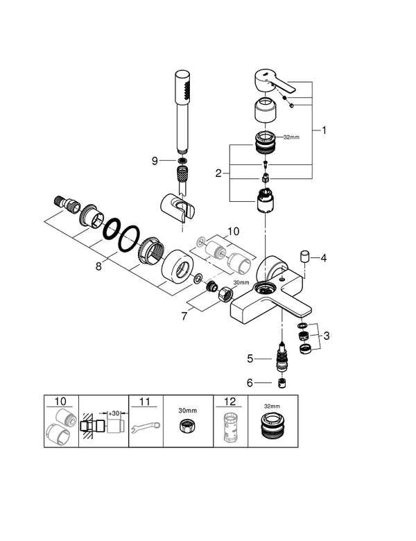 Grohe Lineare Tek Kumandalı Banyo Bataryası - 33850001