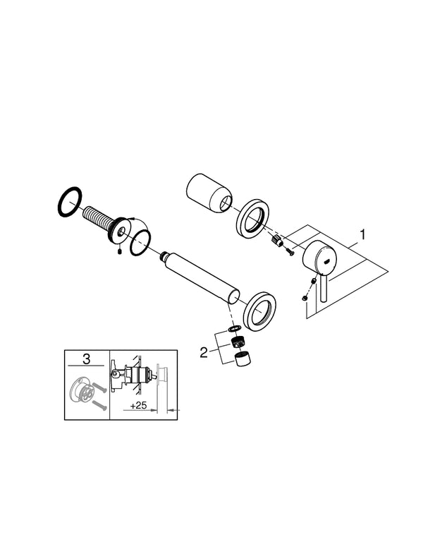 Grohe Concetto2 delikli lavabo bataryası  S- Boyut - 19575001