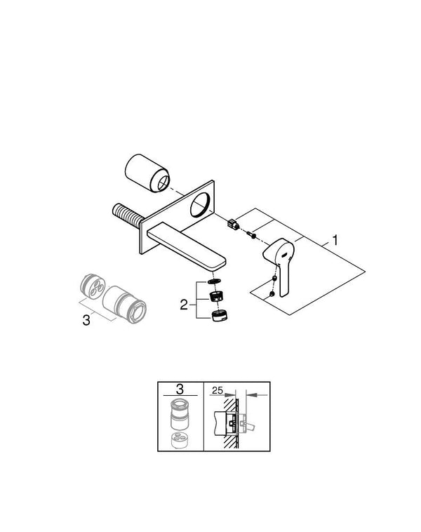 Grohe Lineare İki Delikli Lavabo Bataryası  M- Boyut - 19409001