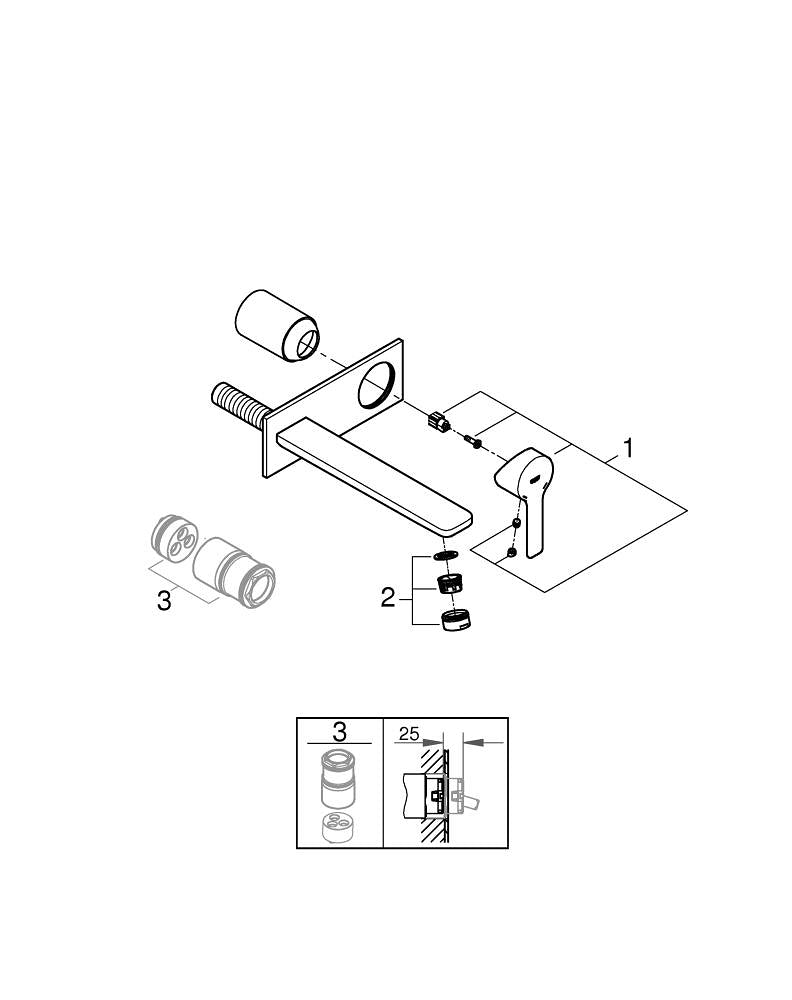 Grohe Lineare İki Delikli Lavabo Bataryası  L- Boyut - 23444001