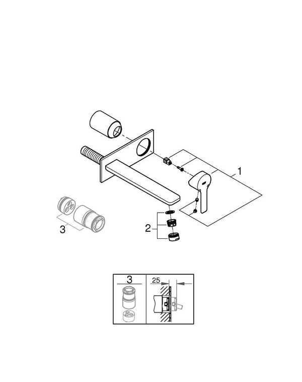 Grohe Lineare İki Delikli Lavabo Bataryası  L- Boyut - 23444001