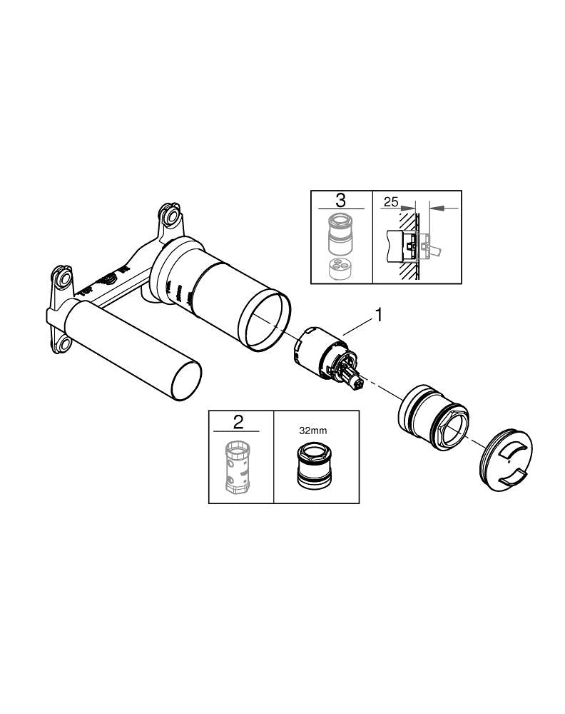 Grohe Tek Kumandalı Lavabo Bataryası 1/2″, Universal Ankastre Iç Gövde - 23571000