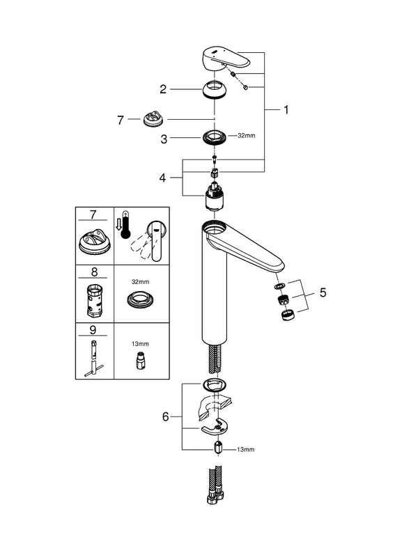 Grohe Eurodisc  Cosmopolitan Tek Kumandalı Lavabo Bataryası  X L- Boyut - 23432000