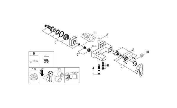Grohe Eurocube Tek Kumandalı Banyo Bataryası - 23140AL0