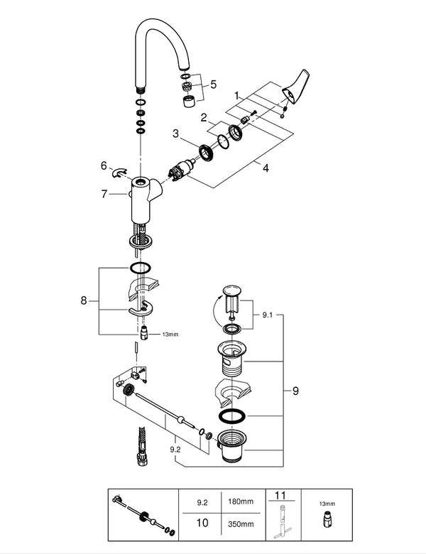 Grohe Bau Flow Tek Kumandalı Lavabo Bataryası 1/2″  L- Boyut - 23753000