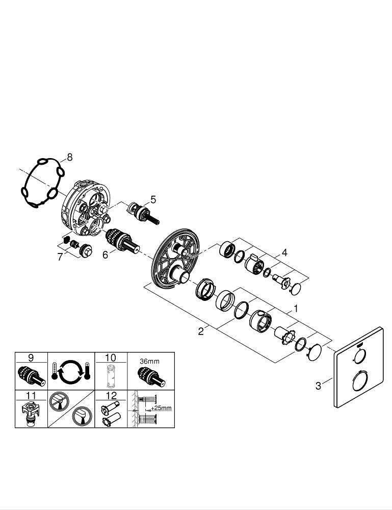 Grohe Grohtherm Ankastre Termostatik Banyo Bataryası - 24078000