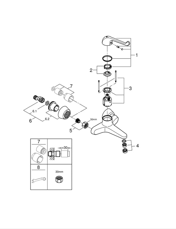 Grohe Euroeco  Special  Sequential Tek Kumandalı Lavabo Bataryası - 32795000