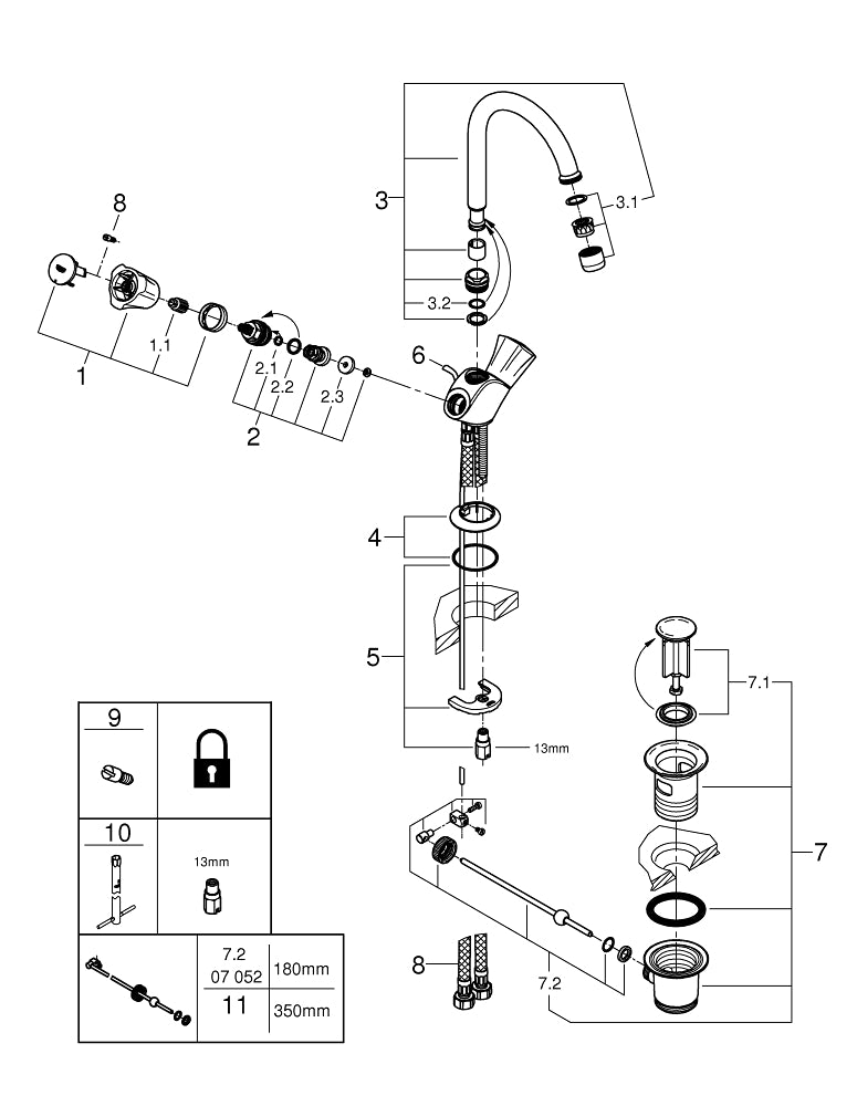 Grohe Costa  L Tek Delikli Lavabo Bataryası - 21375001