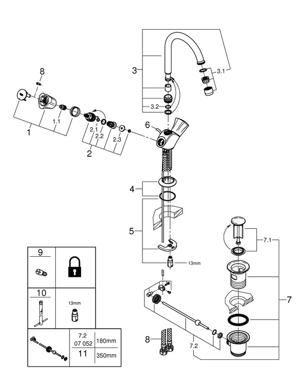 Grohe Costa  L Tek Delikli Lavabo Bataryası - 21375001