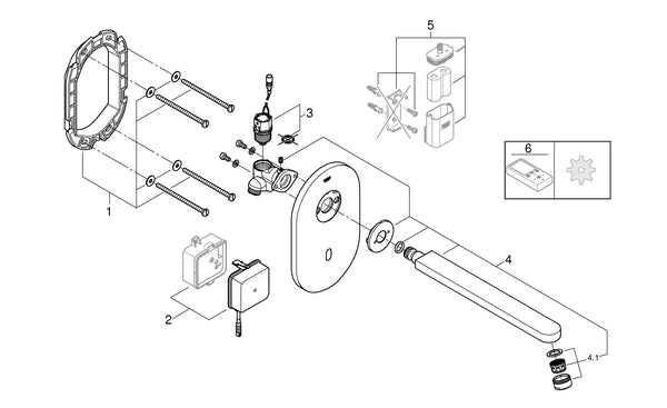 Grohe Eurosmart  Cosmopolitan  E Ankastre Fotoselli Lavabo Bataryası, Tek Su Girişli - 36334SD0