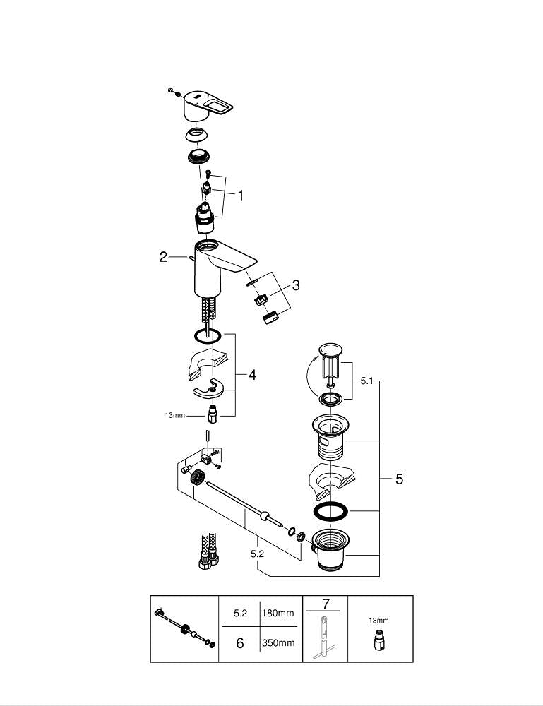 Grohe Bau Loop Tek Kumandalı Lavabo Bataryası  S- Boyut - 23335001