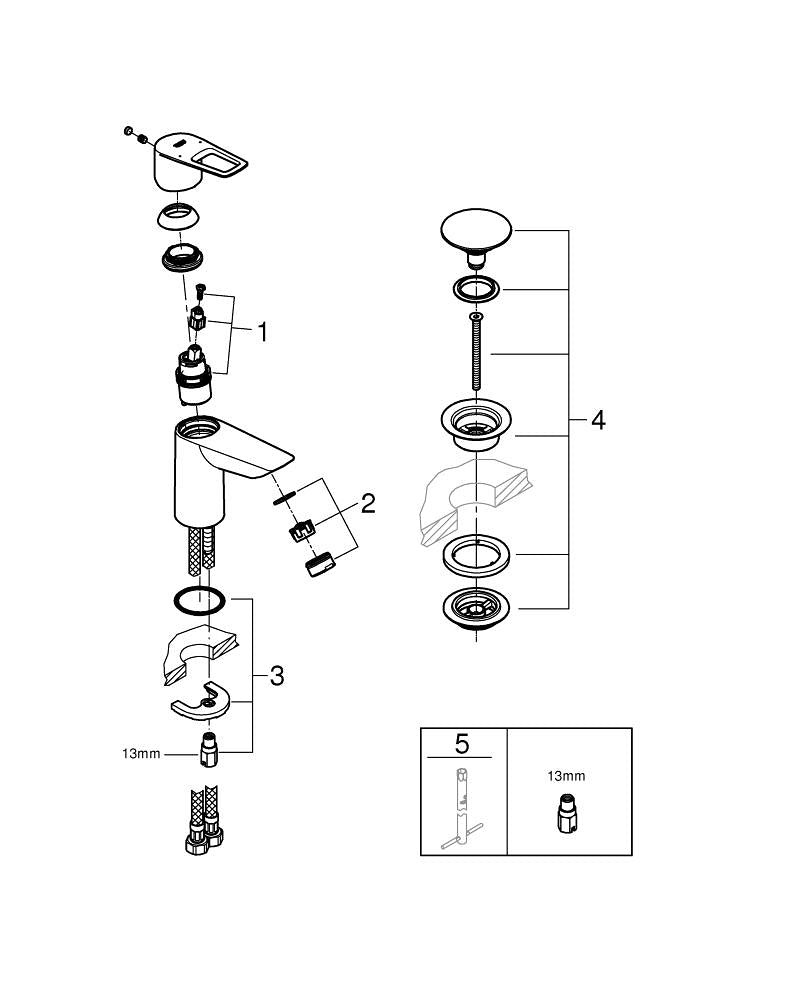 Grohe Bau Loop Tek Kumandalı Lavabo Bataryası  S- Boyut - 23878001