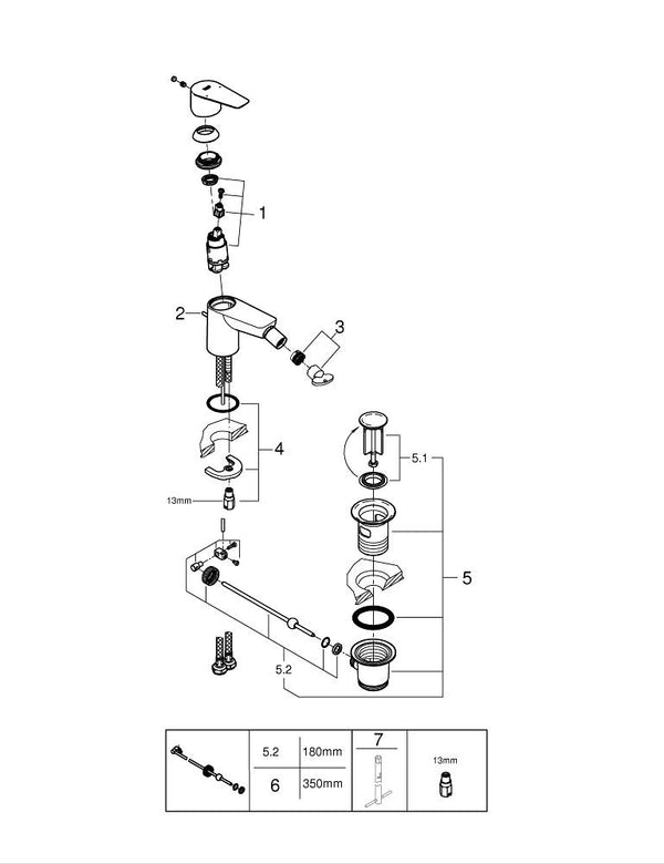 Grohe Bau Edge Tek Kumandalı Bide Bataryası - 23331001