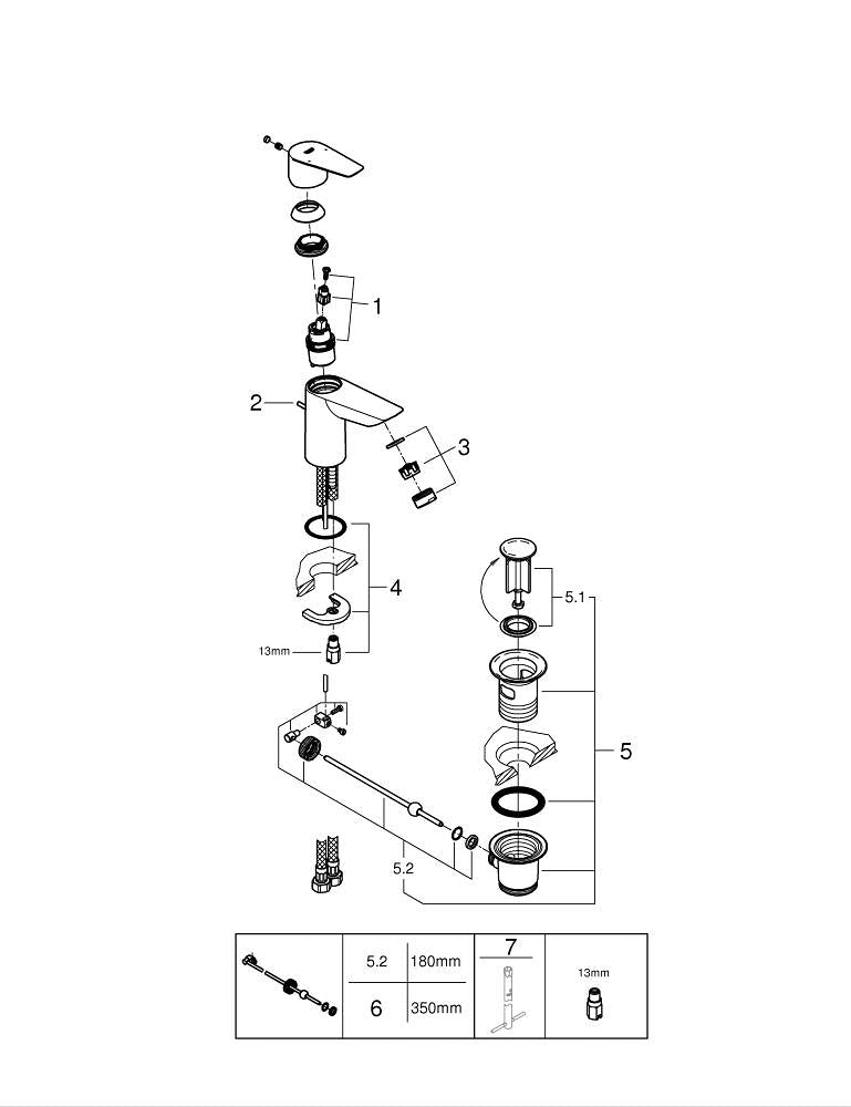 Grohe Bau Edge Tek Kumandalı Lavabo Bataryası  S- Boyut - 23328001