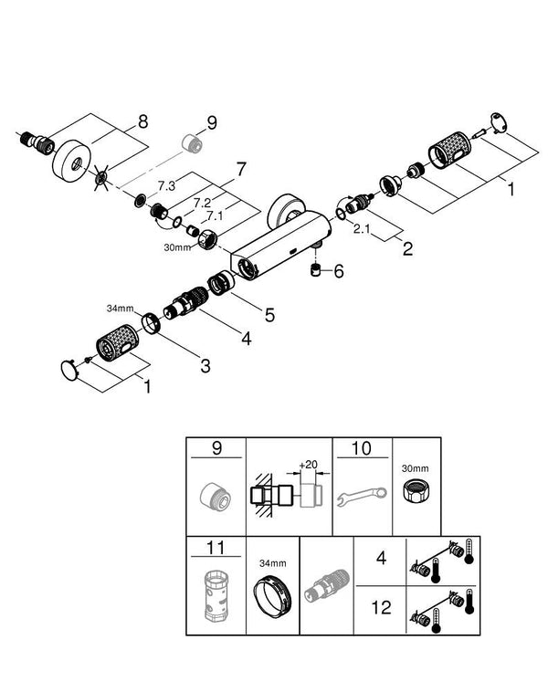 Grohe Grohtherm 1000  Performance Termostatik Duş Bataryası - 34827KF0