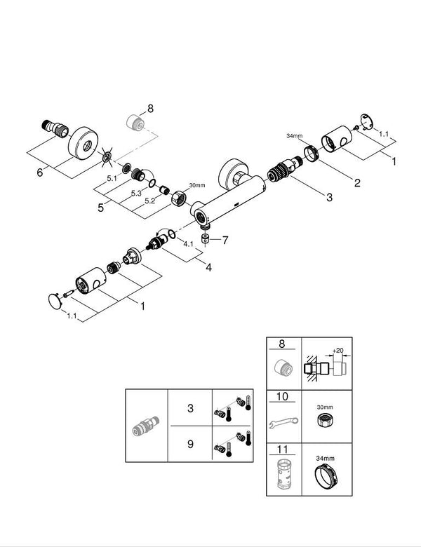 Grohe Grohtherm 800  Cosmopolitan Termostatik Duş Bataryası - 34765000