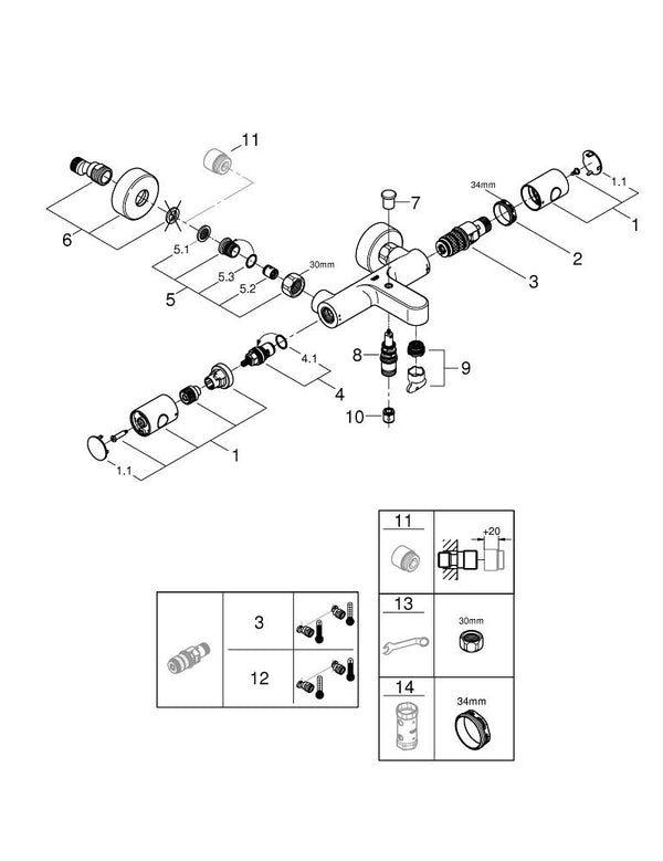Grohe Grohtherm 800  Cosmopolitan Termostatik Banyo Bataryası - 34766000
