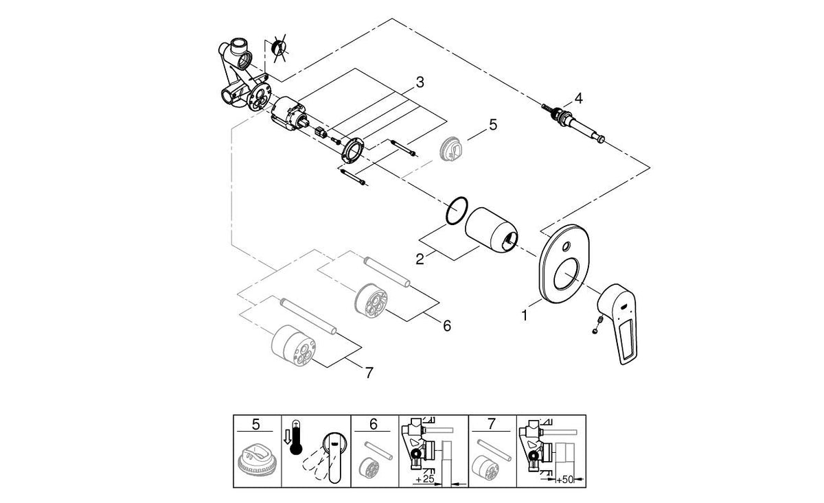 Grohe Bau Loop Tek Kumandalı Banyo Bataryası - 29041001