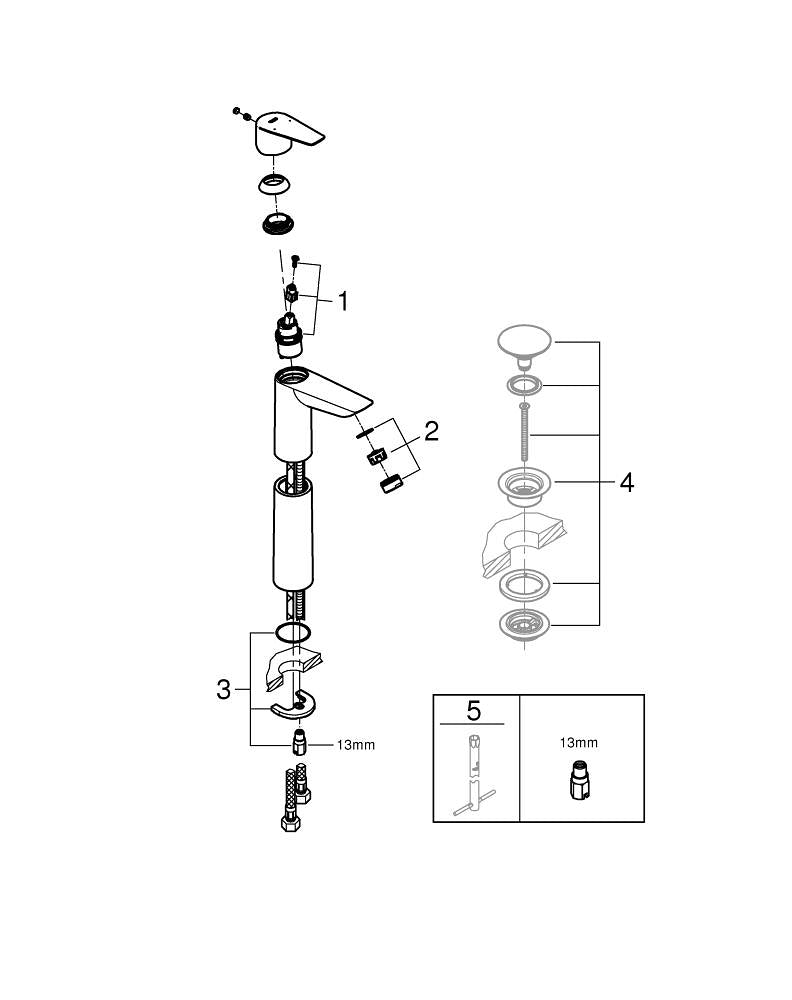 Grohe Bau Edge Tek Kumandalı Lavabo Bataryası  X L- Boyut - 23761001