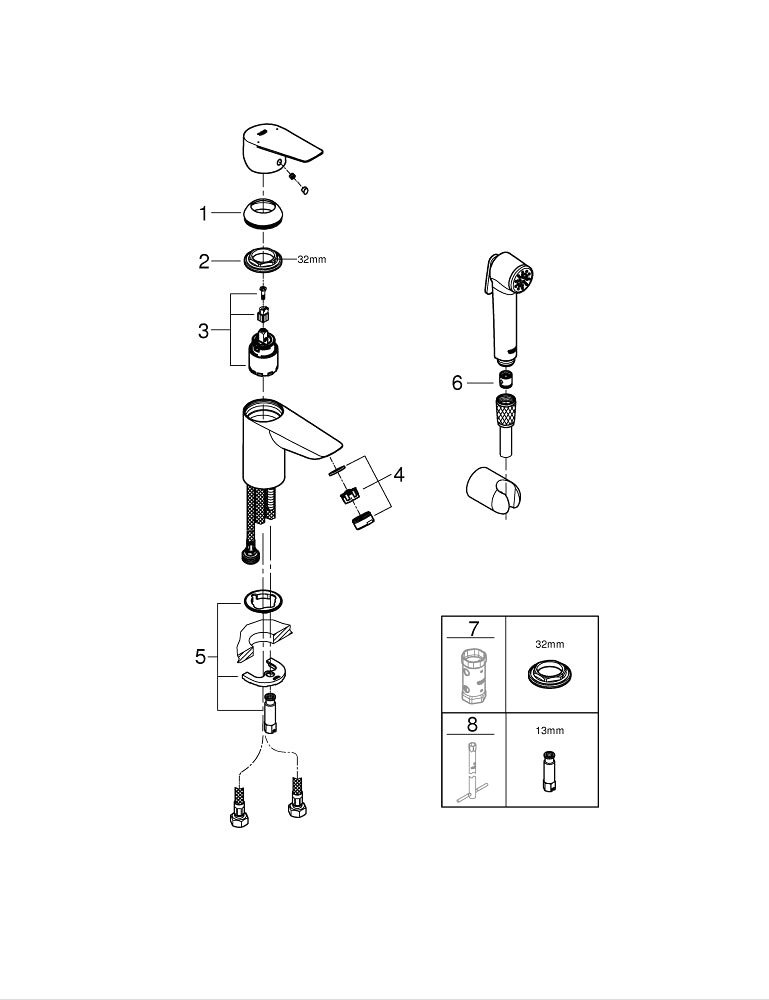 Grohe Start  Edge Tek Kumandalı Lavabo Bataryası  S- Boyut - 23773001