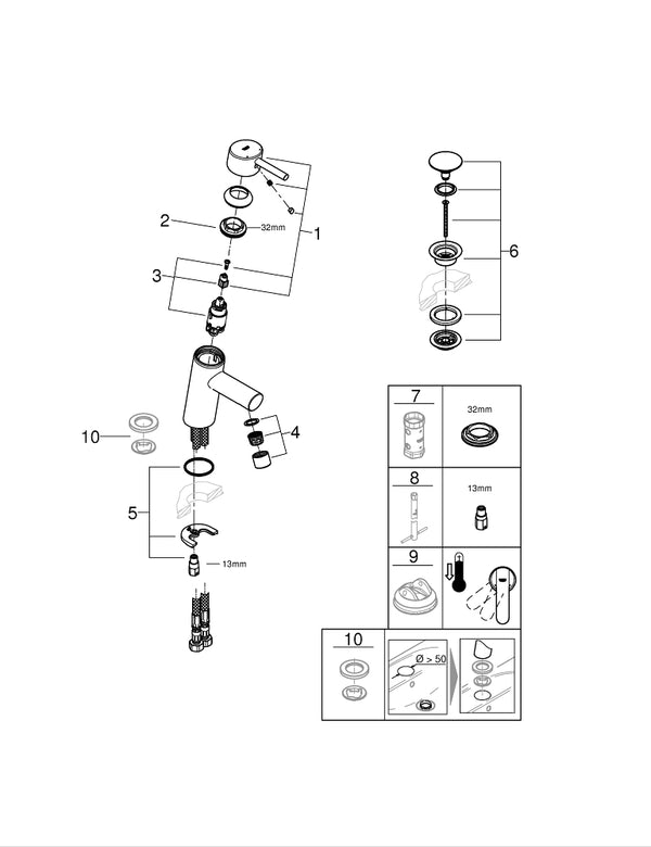 Grohe Concetto Tek Kumandalı Lavabo Bataryası  S- Boyut - 23931001