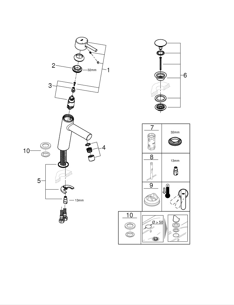 Grohe Concetto Tek Kumandalı Lavabo Bataryası  M- Boyut - 23932001